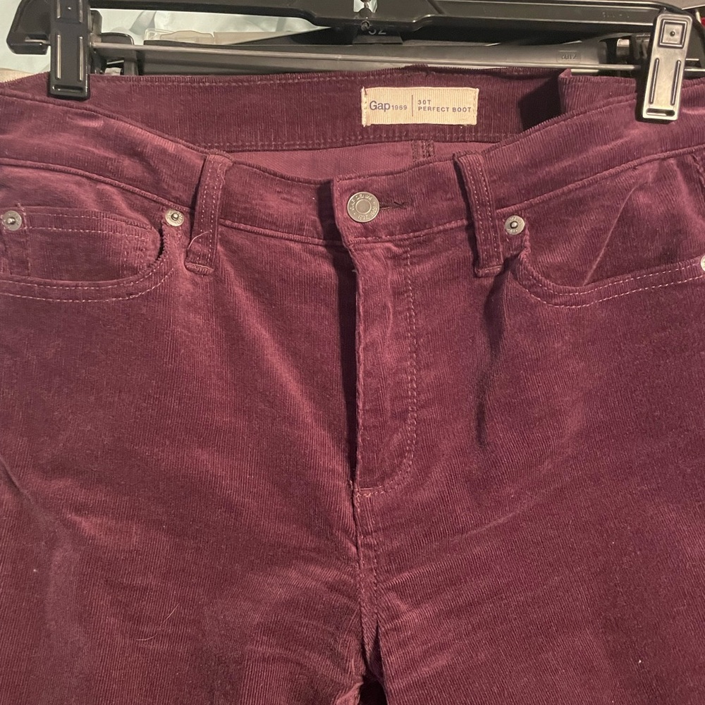 Gap corduroy bootcut pants, plum color